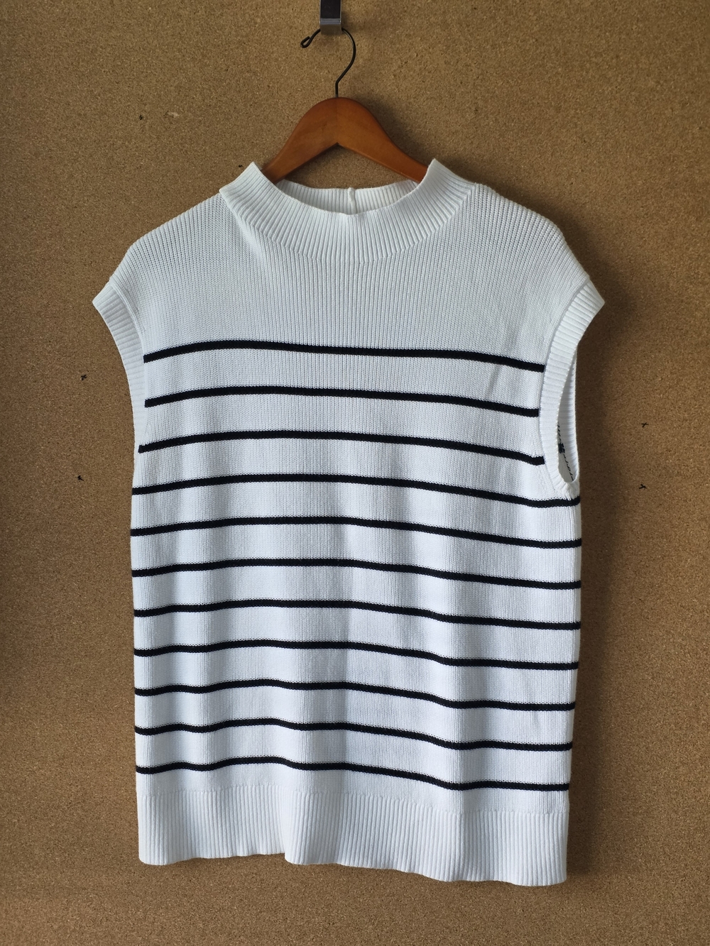 Talbots Plus Petite 2Xp Striped Mock Neck Sweater Vest Cotton Modal Knit Shell